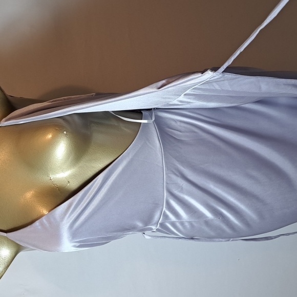 L'Atiste By Amy Silver Gray Satin Look Wrap Midi Dress - Picture 5 of 9